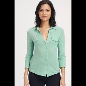 James Perse Sheer Slub Side Panel Shirt in mint